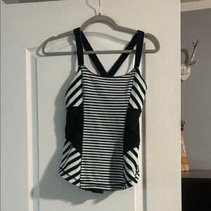 lululemon athletica Black and White Striped Camisole
